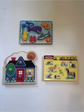 Melissa & Doug House, Aquatic Animals, Pets Sound Puzzles - Wooden Kids Toy